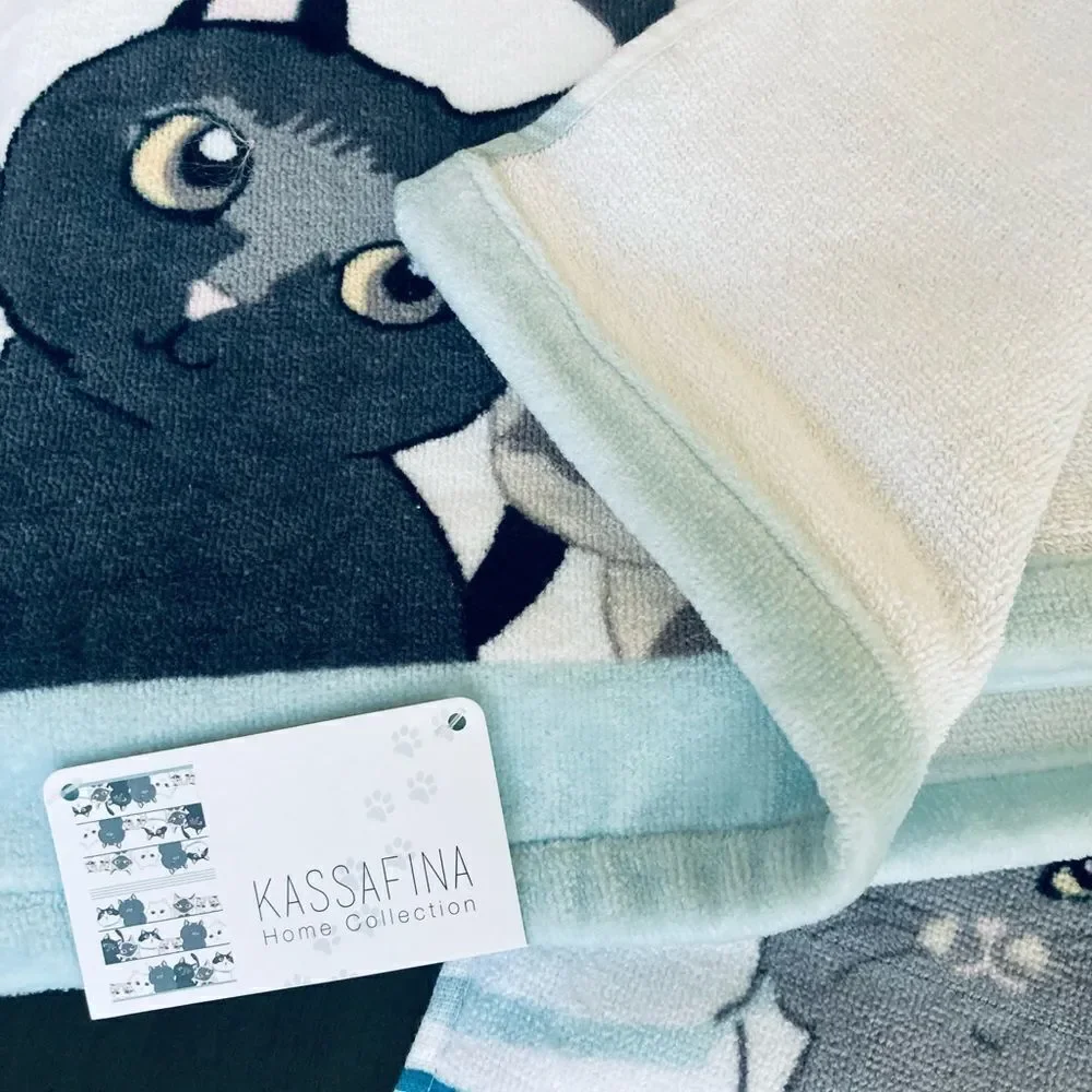 Curious Kitties Gray Cat Print 2-pc Bath & Hand Towels Set
